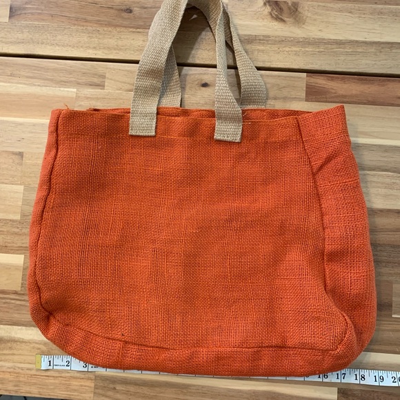 Handbags - Orange Jute Tote Bag